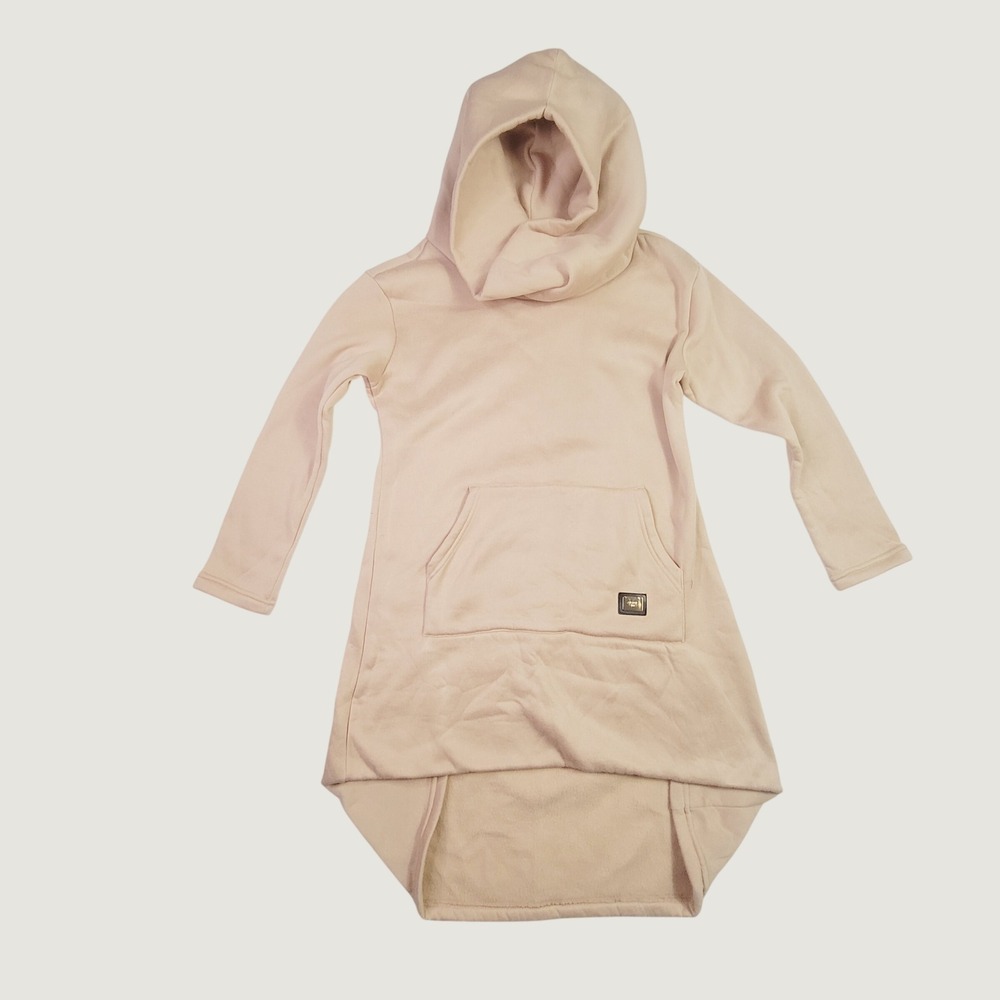 ChicMe Women's Size Small High Low Tulip Hem Cowl Neck Hoodie Dress Tan F27